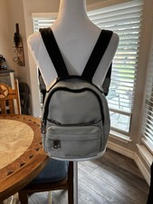 Marc Jacobs Gray Pebbled Leather Mini Backpack Black Straps Small Bag