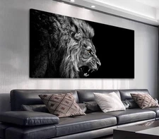 Canvas Wall Art Lion Painting Modern Large Beast Canvas Artwork Contemporary ...