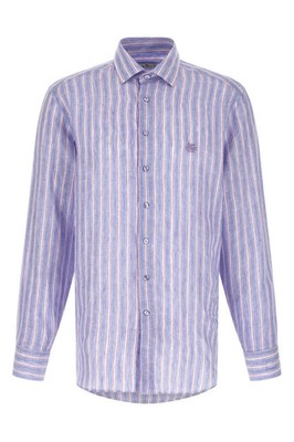 ETRO Blue striped Linen Shirt New And Authentic