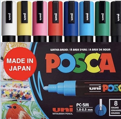 Uni POSCA 8-Color Paint Marker Set PC-5M Medium Tip 1.8-2.5mm