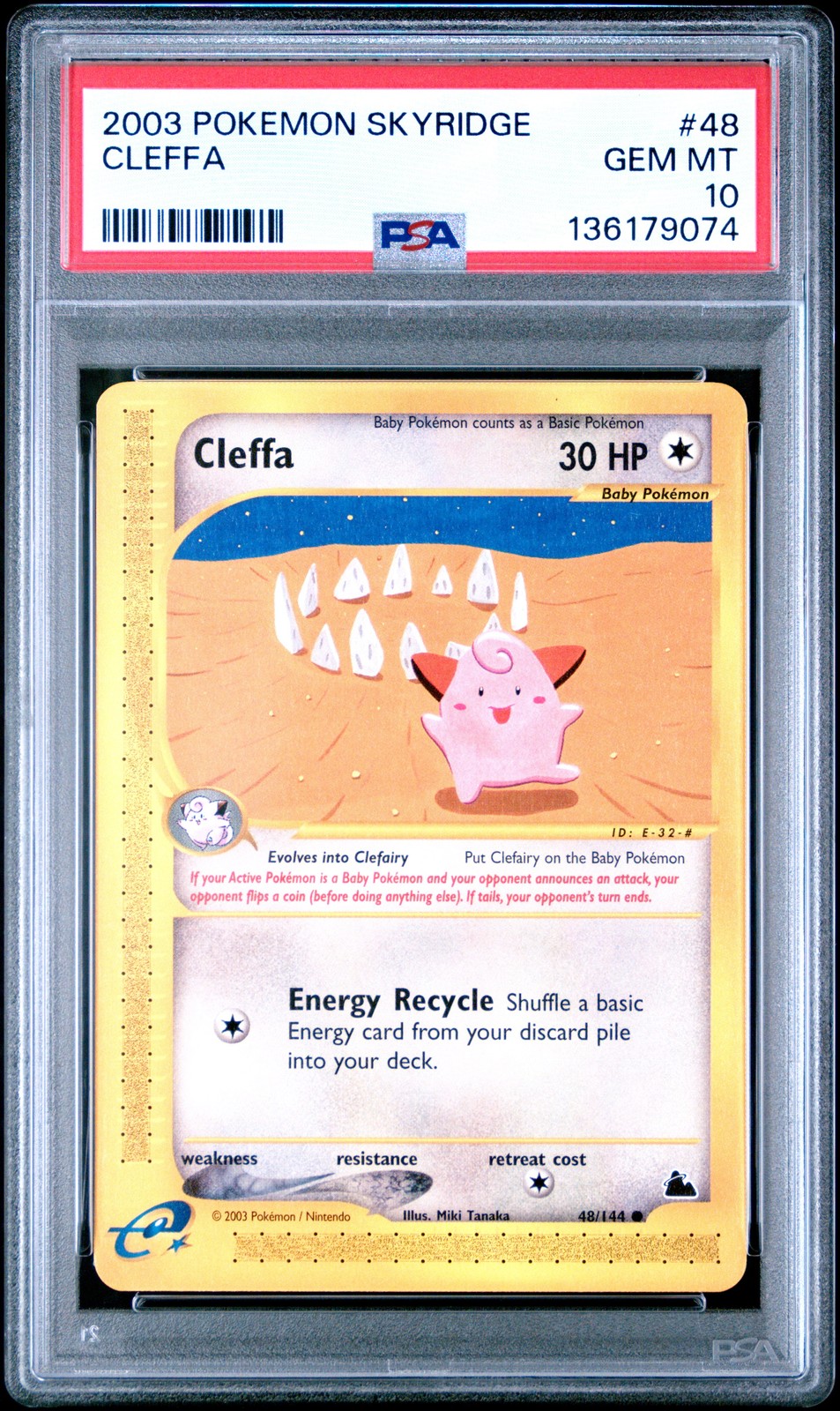 PSA 10 Cleffa 48/144 Skyridge Pokemon 2003 WoTC E-Reader