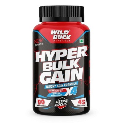WILD BUCK Hyper Bulk Gain Mass & Weight Gainer Capsule For Men & Women- 90 Cap
