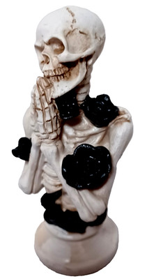 Praying Skeleton with Black Roses Resin 6'' Halloween Decor Ashland