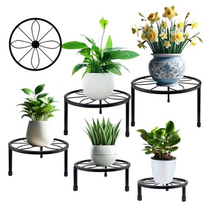 HENABLE 5 Packs Metal Plant Stand Indoor, Outdoor Black Plant Stand for Multi...