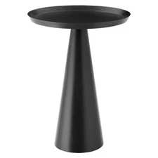 Modway Black Round Side Sofa End Table Metal Pedestal Base
