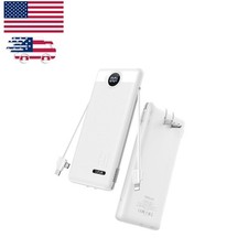 Compact 10000mAh Power Bank - 22.5W Fast Charging with USB-C and iPhone Cables