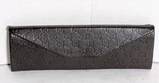 Gucci GG Monogram Trifold Leather Eyeglasses Sunglasses Case Brown Authentic