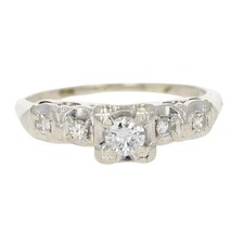 .33ctw Round Diamond with Accents Vintage Engagement Ring 14k White Gold Size 8