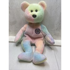 1999 B.b Birthday Bear Rainbow B-day Ty Beanie Baby Retired MWMT 10th Gen