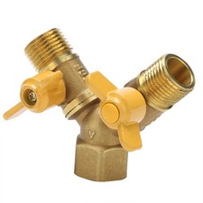 G1/2 Brass Garden Irrigation 2 Way Double Tap Hose Adapter Dual Faucet Connector