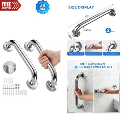 Elegant 12 Inch Stainless Steel Grab Bars for Showers   2 Pack Safety Solution