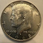 Silver Half Dollar Coin Dated 1968 John F Kennedy EAGLE UNITED STATES OF AMERICA