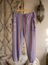 Becca Pants Women M Bohemian Geometric Multicolor Wide-Leg Casual Trousers