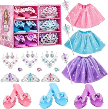 Princess Dress up Sets for Girls 4-6, Costumes Set with Princess Dresses, Shoes 