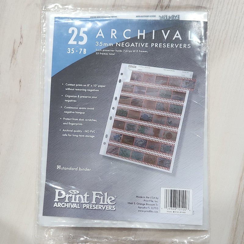 Print File 35-7B4 35mm Archival Negative Preservers Pack of 25