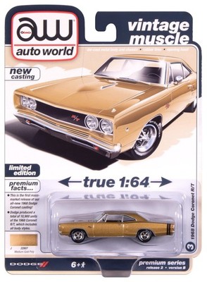 Auto World 1968 Dodge Coronet R/T  1:64 Medium Gold