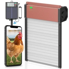 Large Automatic-Chicken-Coop-Door-Solar - Powered, LCD Display with Smart Tim...