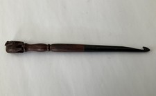 Carved Wood Crochet Hook with Elephant.