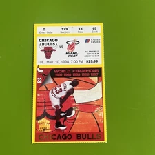 1998 CHICAGO BULLS VS. MIAMI HEAT TICKET STUB  MICHAEL JORDAN PICTURED