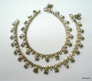 vintage antique jewellery tribal old silver anklet feet bracelet ankle chain