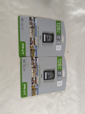 2 Packs of PNY 128 GB 100 MB/s UHS-I Elite SDXC Flash Card 29 hr. Full HD Video