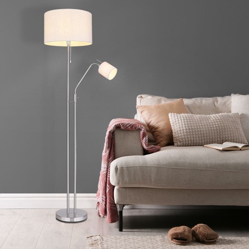 Lampada a Luce Indiretta Piantana Lettura Tessuto Sabbia Lampadario Camera Letto