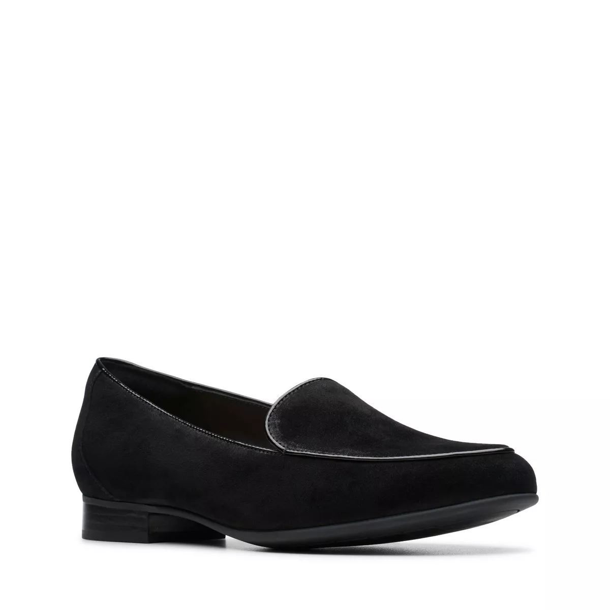 Clarks Un Blush Ease Black Suede Leather Loafers Womens Low Heeled Slip On Shoes