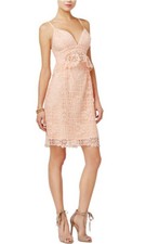 New Guess Womens Solstice Lace Peplum Peach Bodycon Dress Size 2 $128