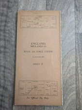 England- Midlands (S) Official Military ROYAL AIR FORCE EDITION 8 Cloth Map 1937
