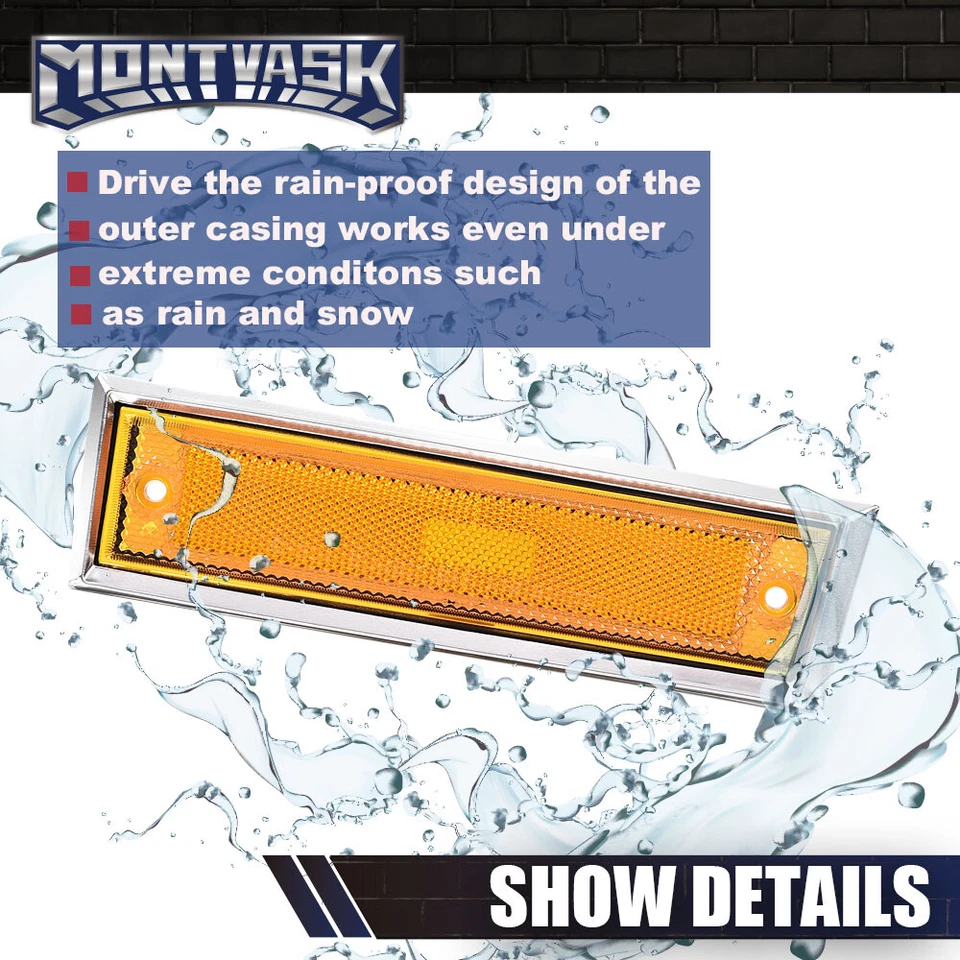 Luces marcadoras laterales bisel cromado lente apta para Chevy C10 C20 C30 GMC C1500 81-91 Foto 2 de 4