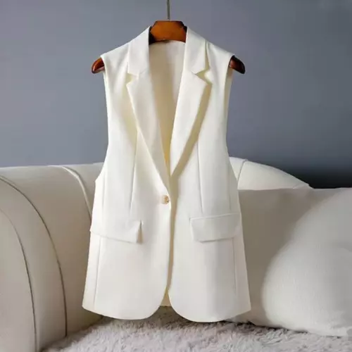 Damen Midi Blazer Weste Weste Tank Tops Mantel Jacke Cardigan Slim Fit - Bild 4 von 15