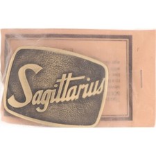 Brass Sagittarius Horoscope Zodiac Star Sign Astrology 70s NOS Vtg Belt Buckle
