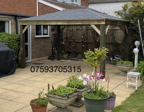 4m X 3m Pergola Gazebo Grey Shingle 