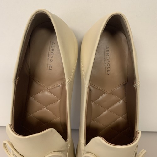 AEROSOLES Off White Mila Round-Toe Slip-On Stacked Block Heel Loafers Size 7.5 - Picture 9 of 20