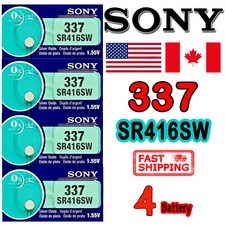 4 X SONY 337 SR416SW Watch Battery 1.55V 280-75 Japan 0 Hg. Exp. 2026