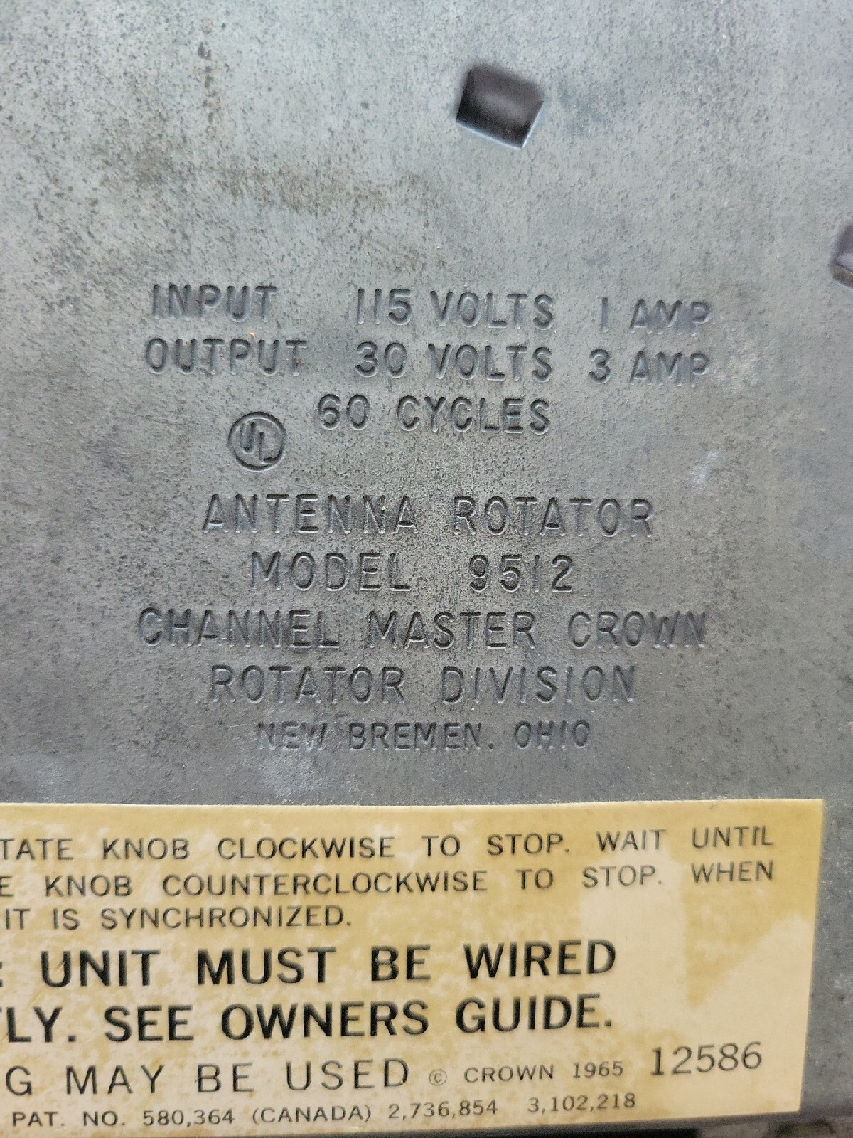 Channel Master TV Antenna Rotator Control Box Model 9512C READ eBay