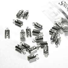 10 Surgical 304 Stainless Steel 3mm Cut Round Tube Cord End Findings with Loop