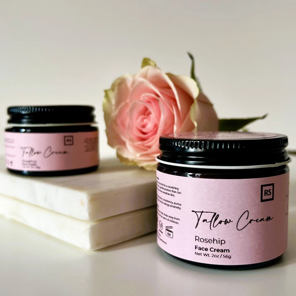 Rosehip Tallow Face Cream | Organic All Natural | Whipped Grass Fed Beef Tallow - Image 3 of 4