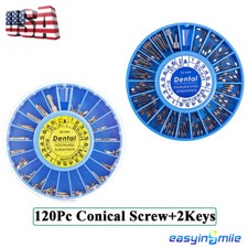 120PCS Dental Screw Post Titanium Kit Gold/Silver Plated Conical Root Canal Pins