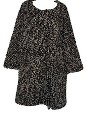 Phase Eight Size 14 Black White Round Neck Popper Button Close Mid Length Coat
