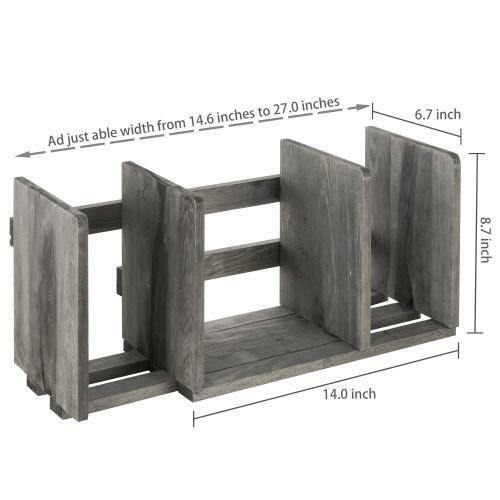 Gray Expandable/ Adjustable Wood Desktop Bookshelf Organizer/ Storage Rack - Picture 7 of 7