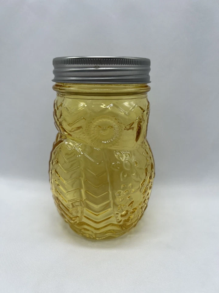 Tarro de vidrio para enlatar búho amarillo vidrio albañil vajilla 5" de alto con tapa Foto 2 de 4
