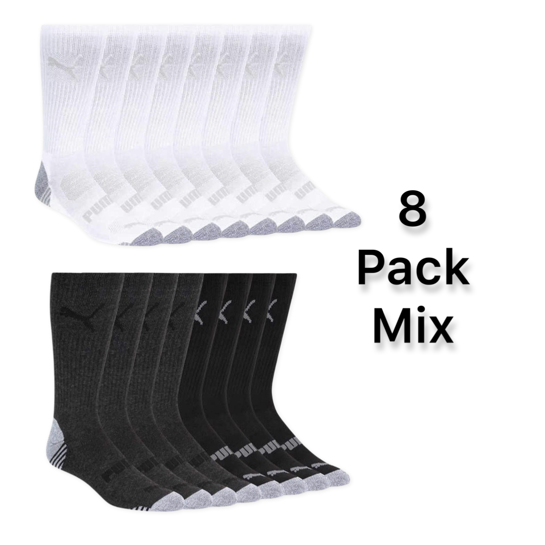 Puma Men's Crew Sock Cool Moisture Wicking Arch Support White/Black 4