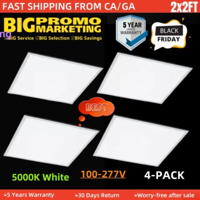 WYZM LED Flat Panel Light 2' x 2' 5000K Dimmable 5800 Lumens Troffer (4-Pack)