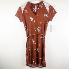 Juniors No Boundaries Boho Brown Floral Dress Medium