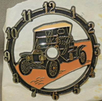 VINTAGE 1983 Ramar IND Plastic Clock Face Black Old Ford Model T Car 4'' x 3.75''