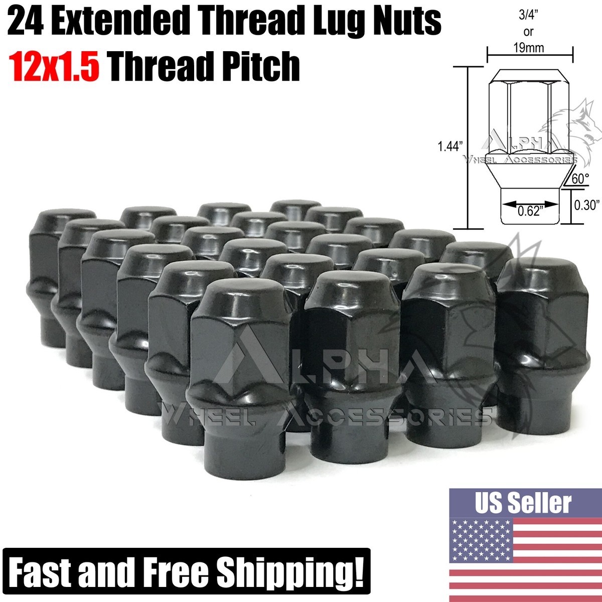 27 Black Bulge Acorn Lug Nuts 12x1.5 Fits Toyota 4Runner Tundra FJ Tac