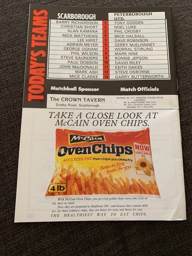1990 Scarborough FC V Peterborough United Football Programme - Picture 2 of 2