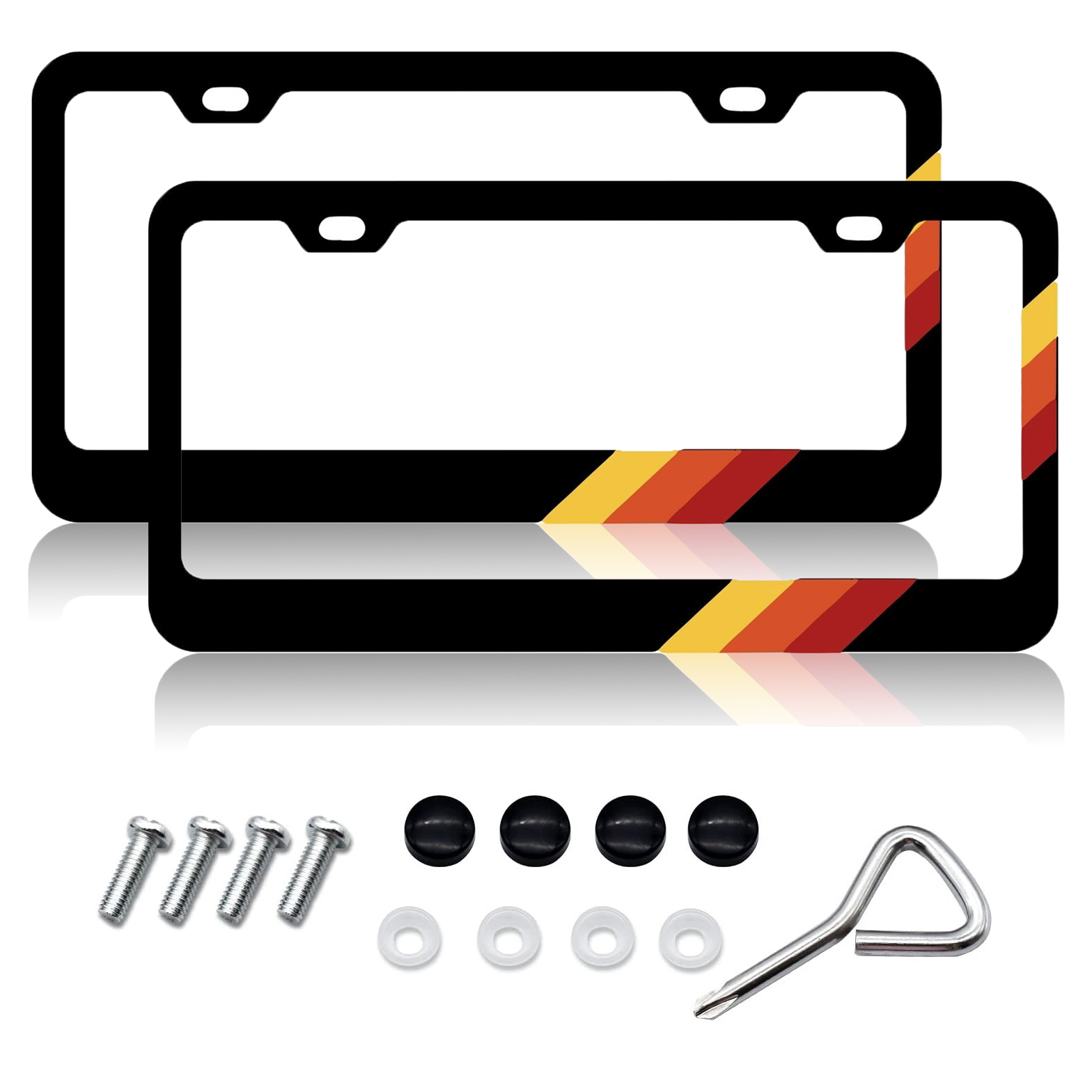 2x For Toyota Camry Sedan Retro Yellow Metal License Plate Frame Black Covers