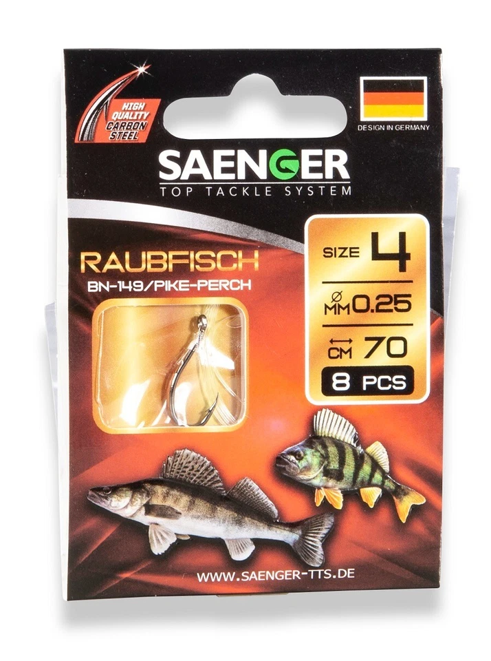 SÄNGER TTS Sänger Carbon Steel Haken Raubfisch, Vorfach Angelhaken, Zanderhaken, Barsch Aal